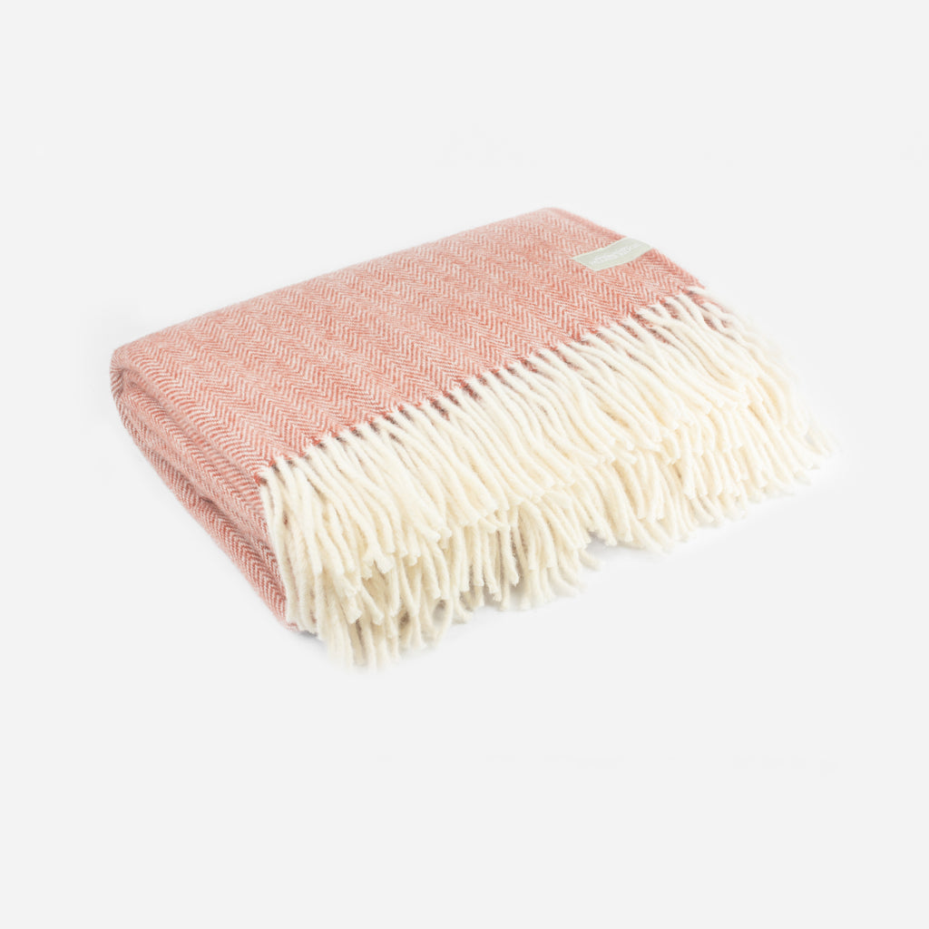 Palliser Ridge - Lambswool Throw Herringbone - Rust Red