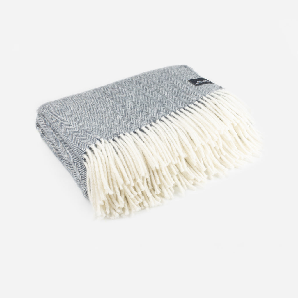 Palliser Ridge - Lambswool Throw Herringbone - Slate Grey