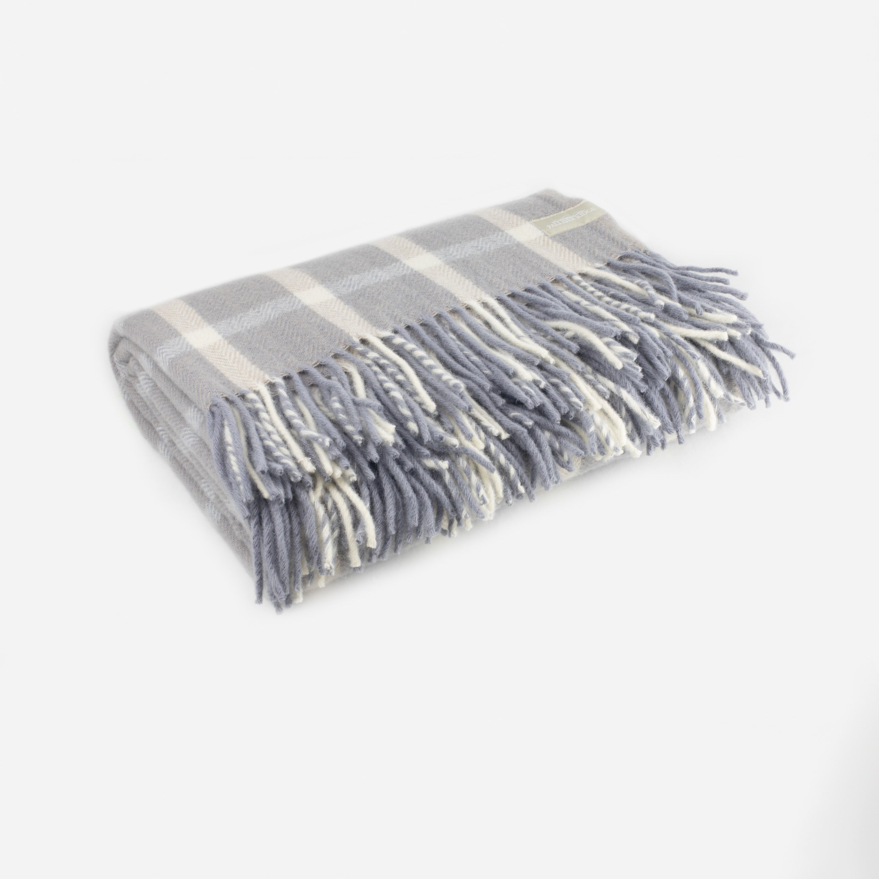 Palliser Ridge - Lambswool Throw Small Herringbone Check - Dove Grey