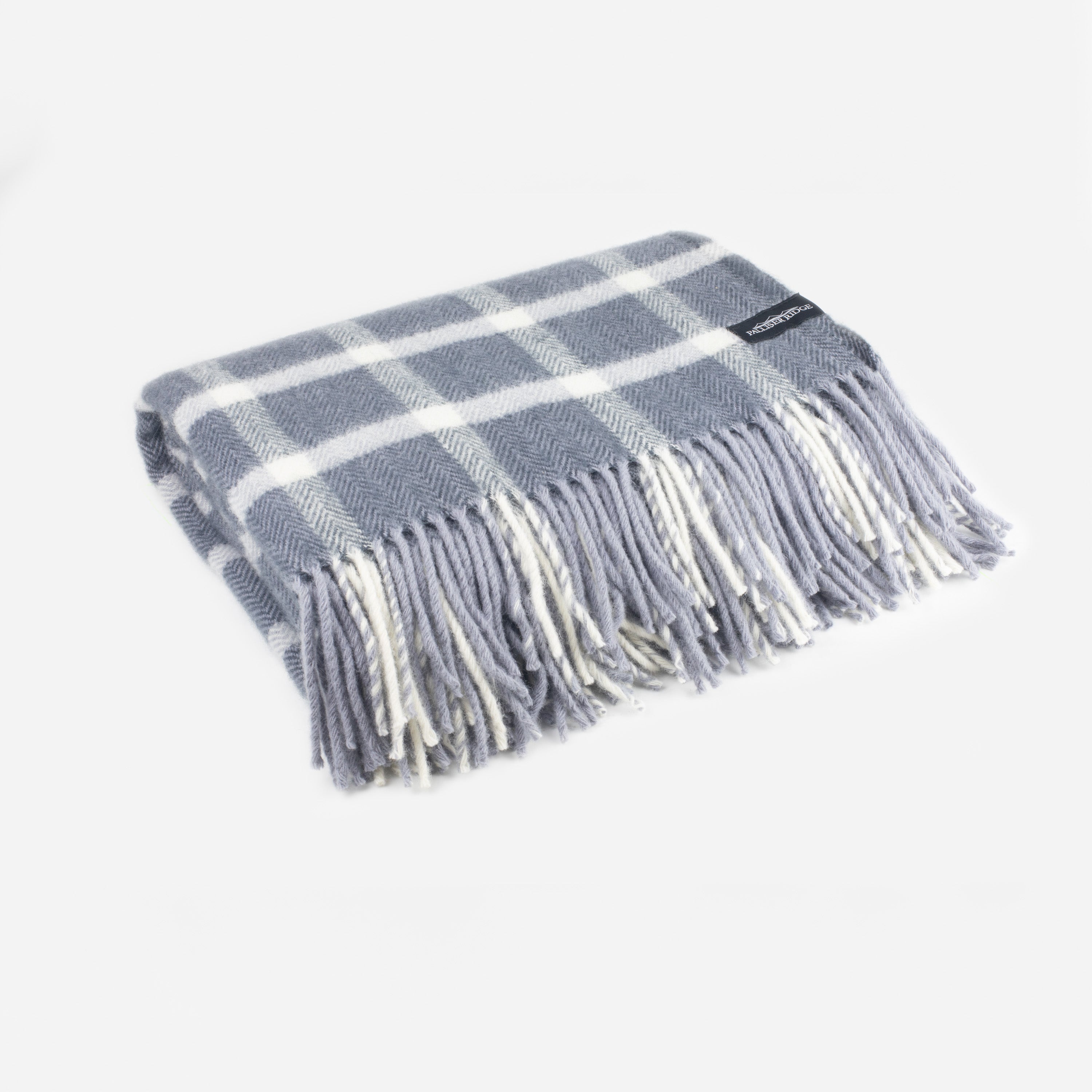 Palliser Ridge - Lambswool Throw Small Herringbone Check - Slate Grey