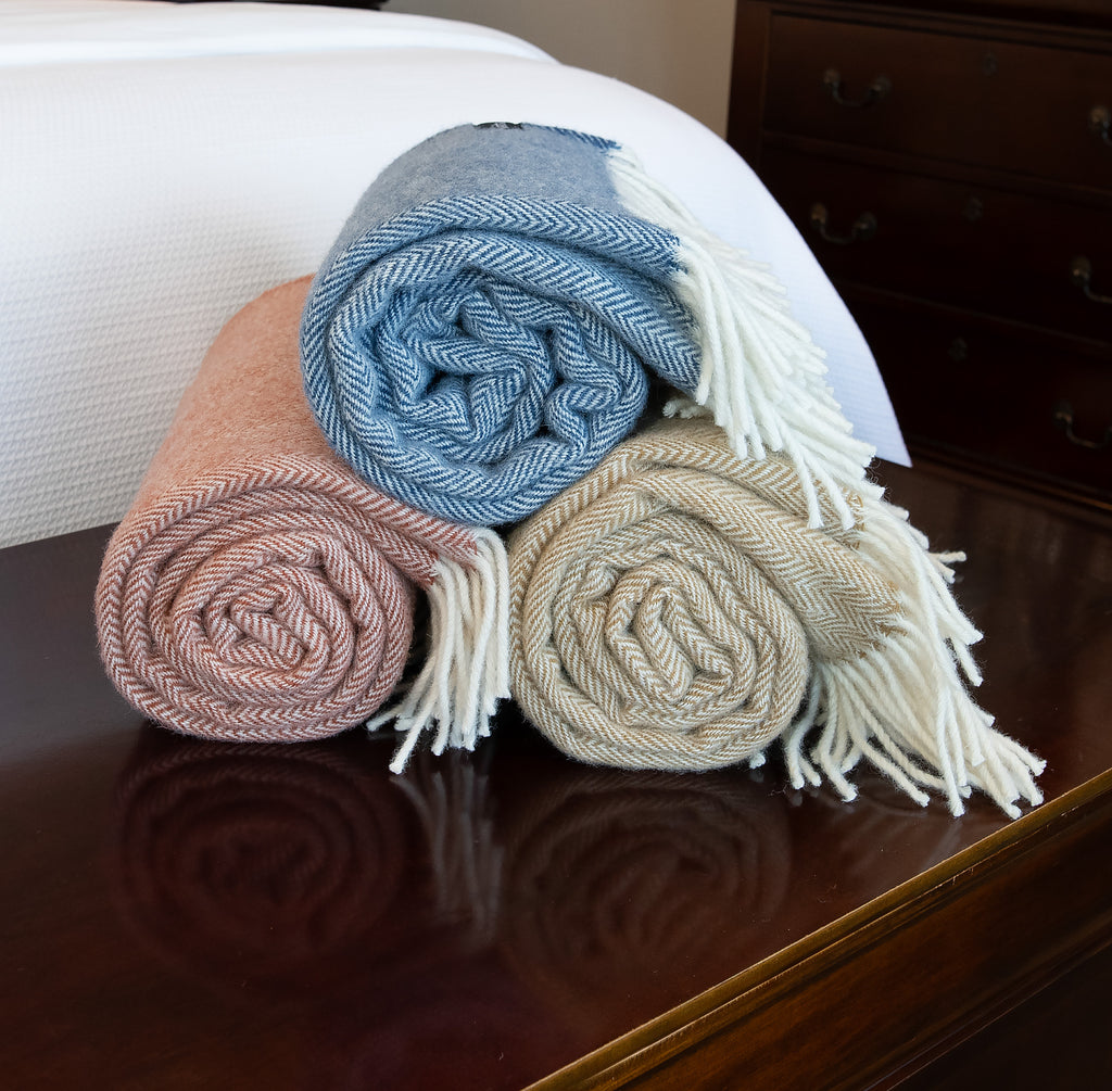 Palliser Ridge - Lambswool Throw Herringbone - Royal Blue