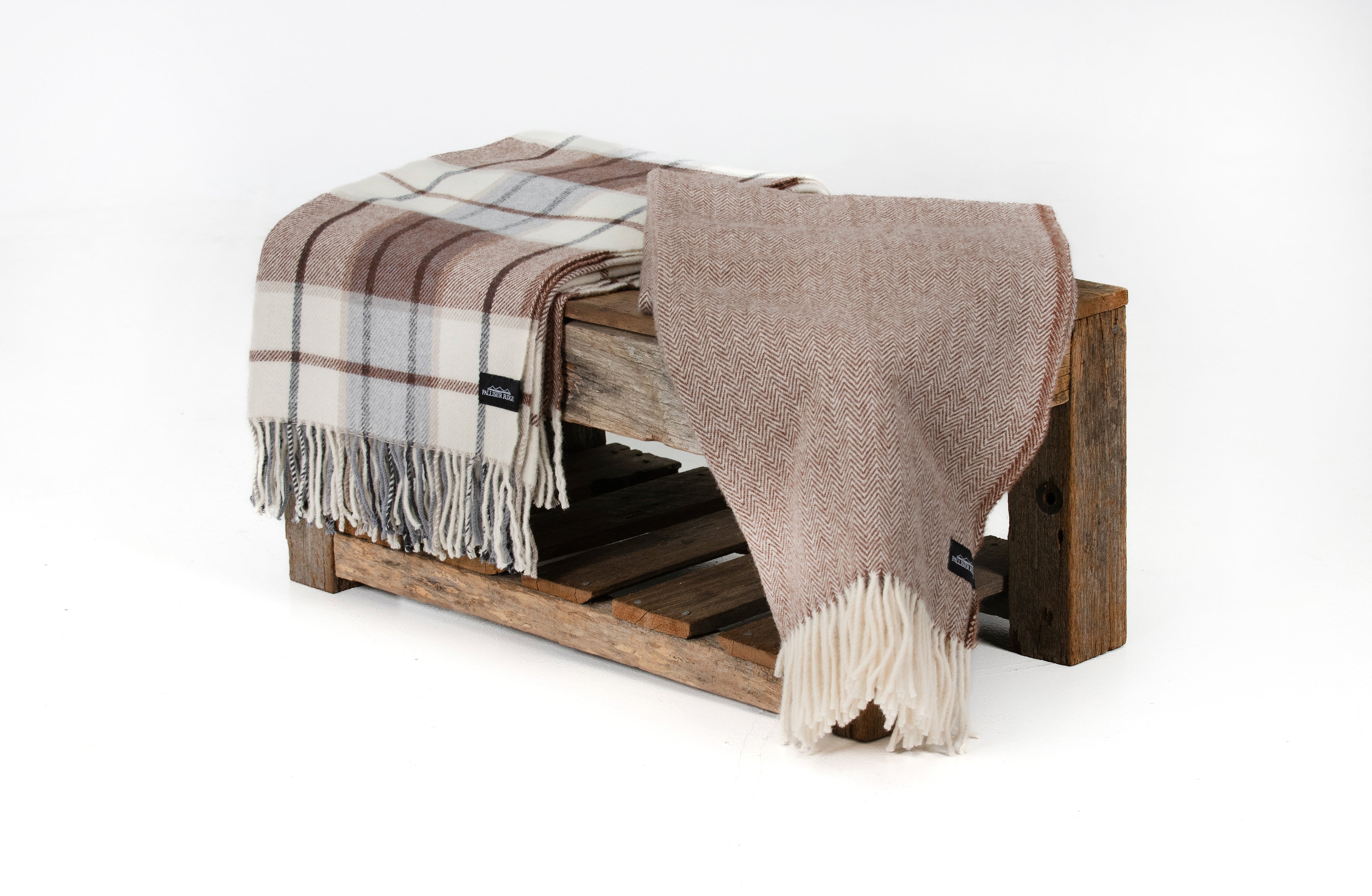 Palliser Ridge - Lambswool Throw Large Twill Check - Chocolate
