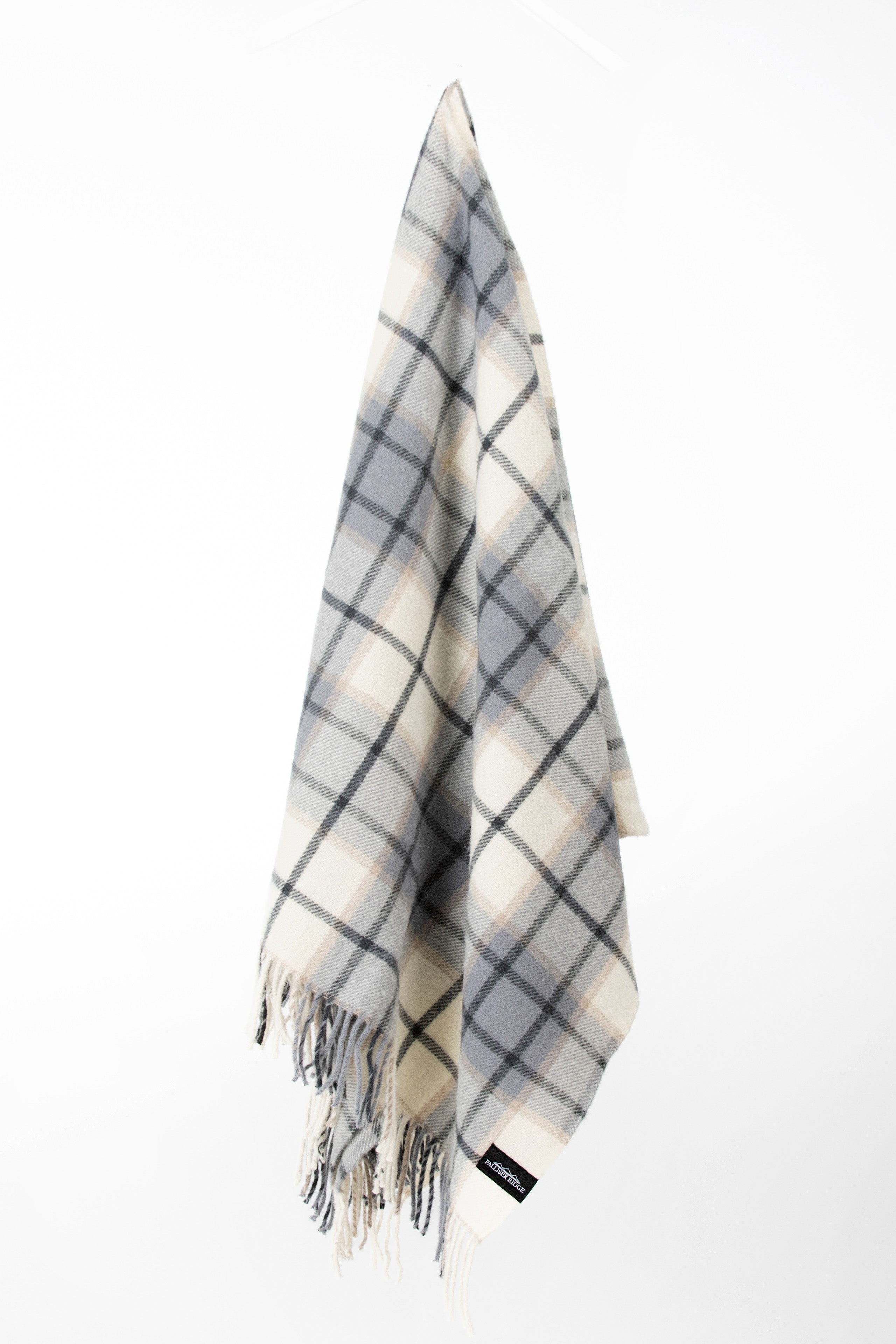 Palliser Ridge - Lambswool Throw Large Twill Check - Dove Grey