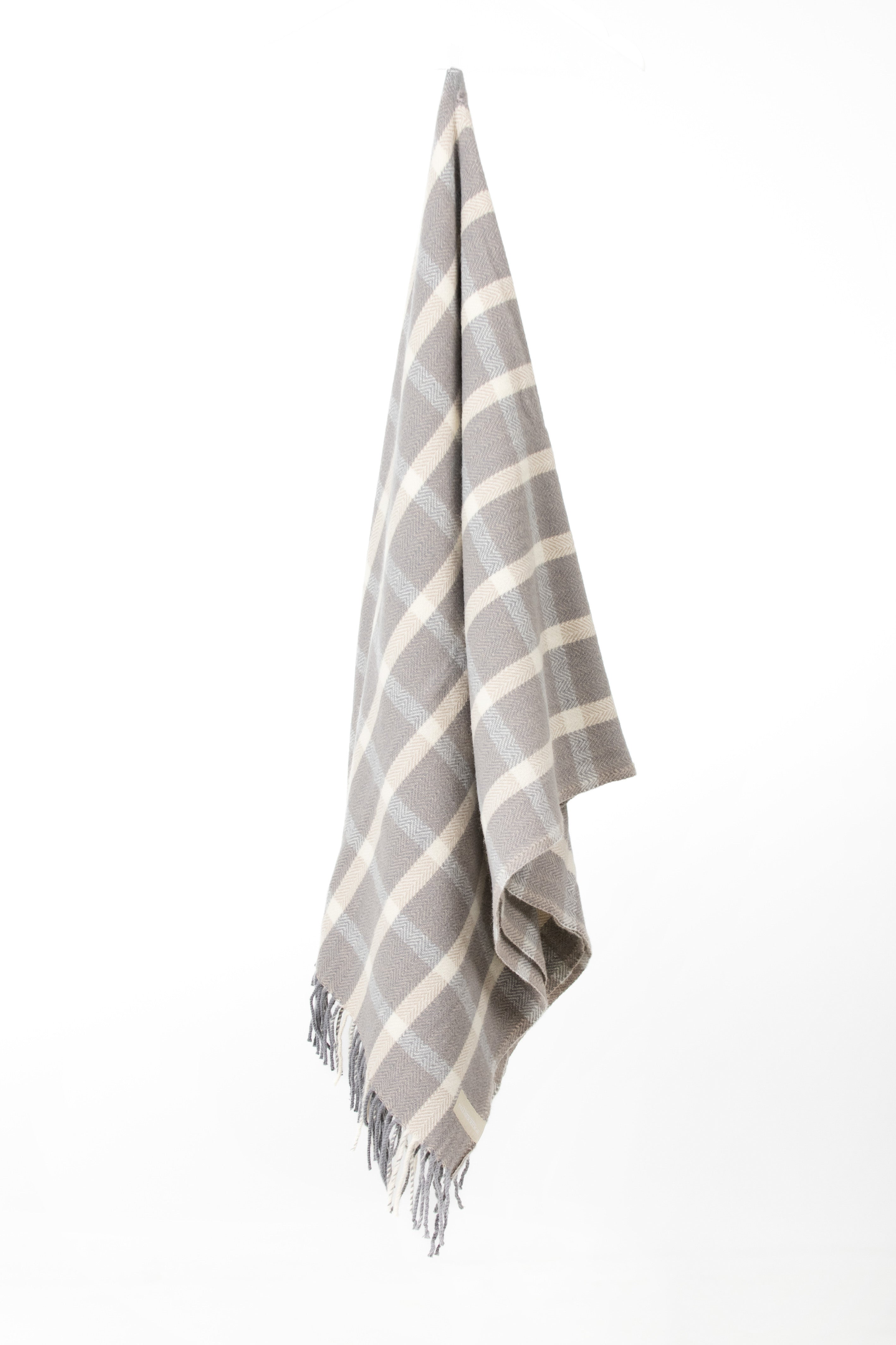 Palliser Ridge - Lambswool Throw Small Herringbone Check - Dove Grey