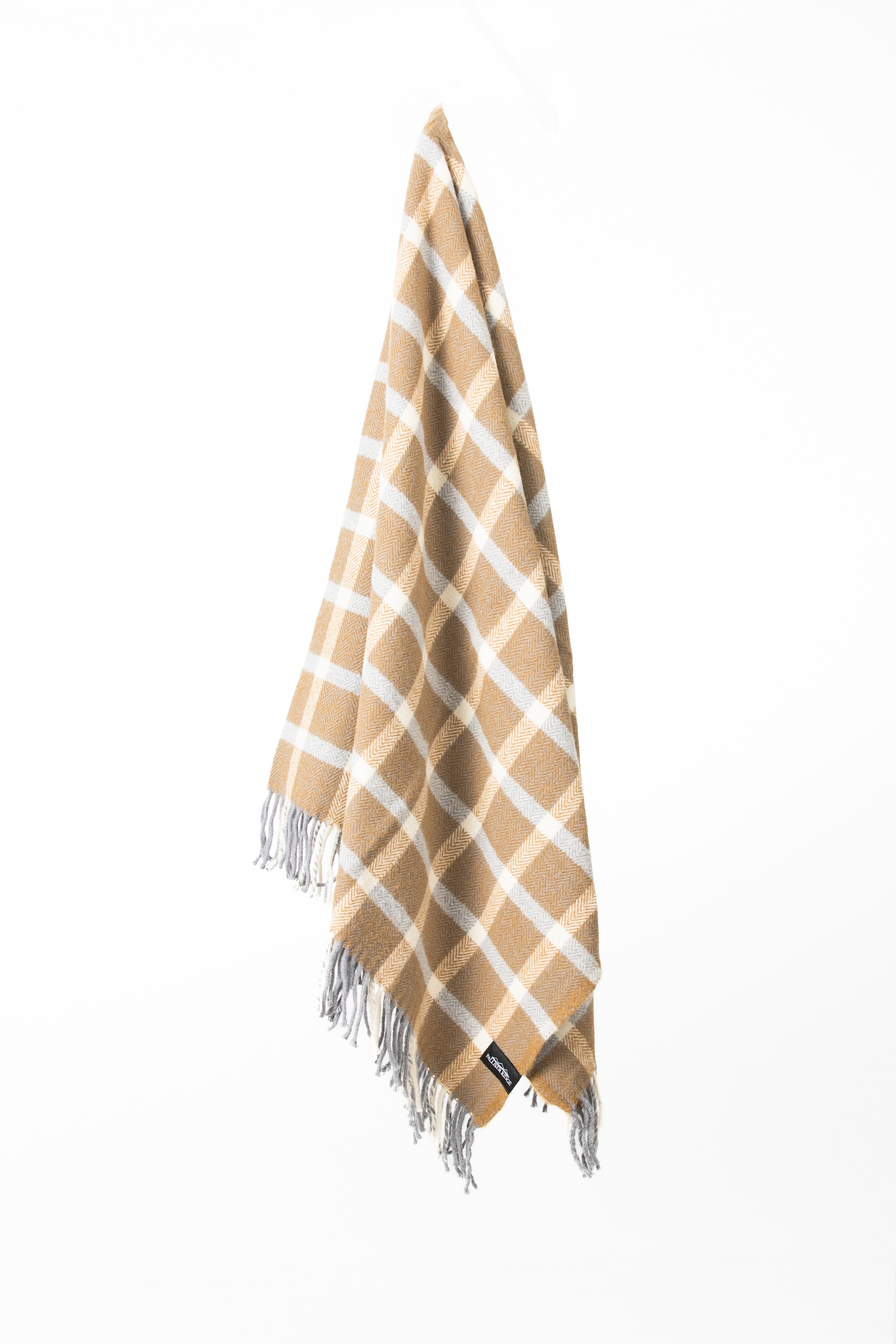 Palliser Ridge - Lambswool Throw Small Herringbone Check - Mustard