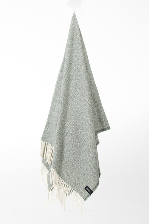 Palliser Ridge - Lambswool Throw Herringbone - Forest