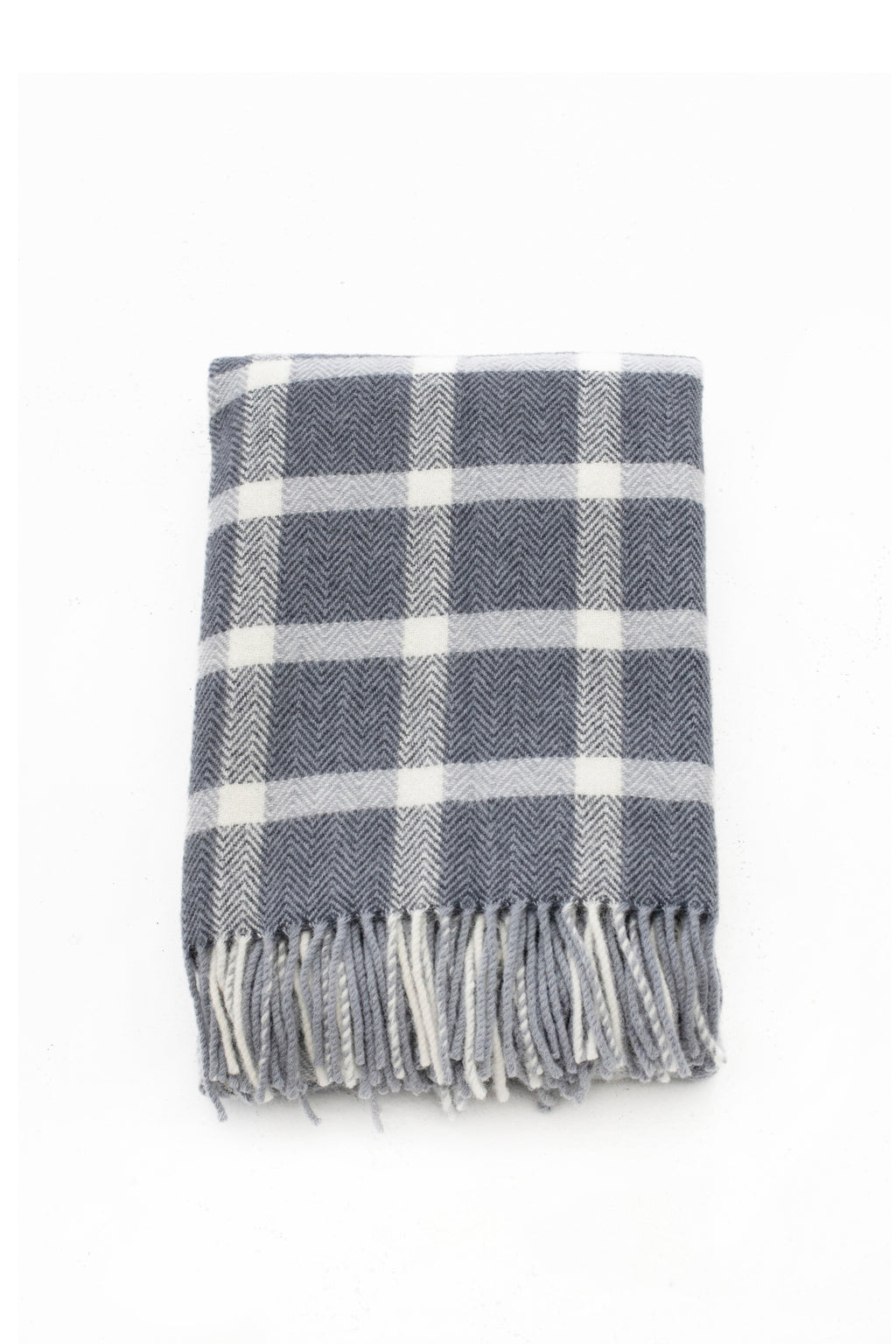Palliser Ridge - Lambswool Throw Small Herringbone Check - Slate Grey