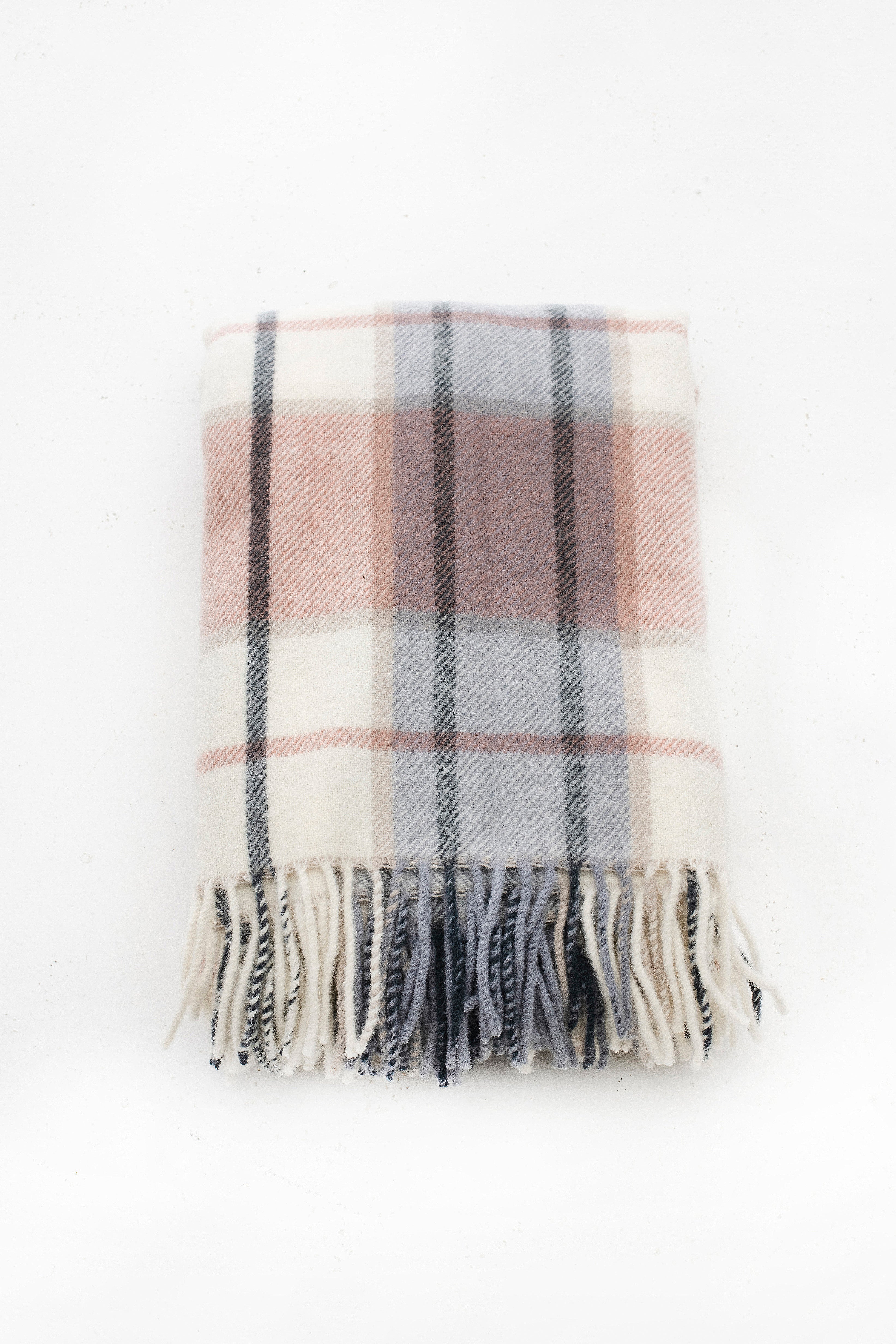 Palliser Ridge - Lambswool Throw Large Twill Check - Blush