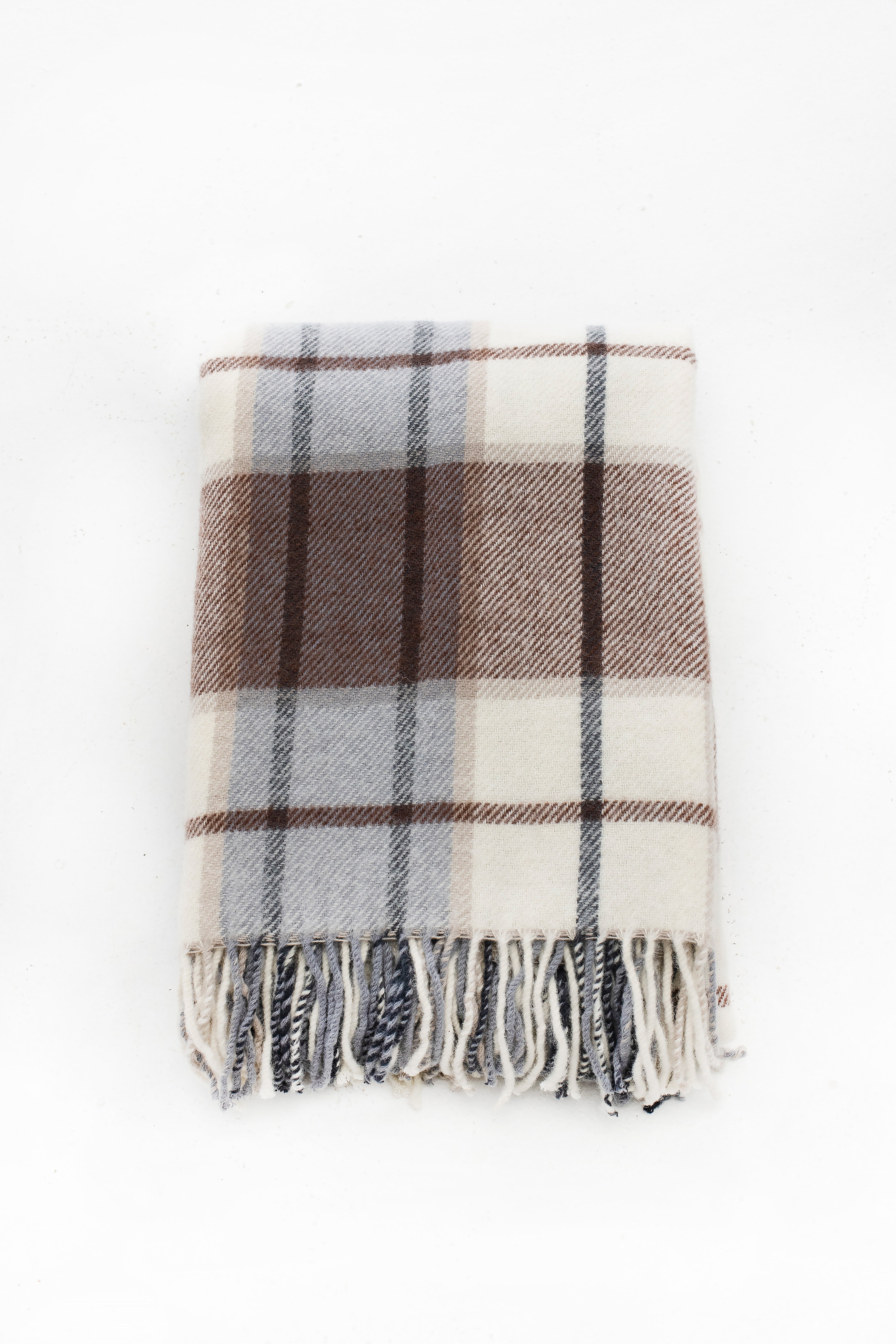 Palliser Ridge - Lambswool Throw Large Twill Check - Chocolate
