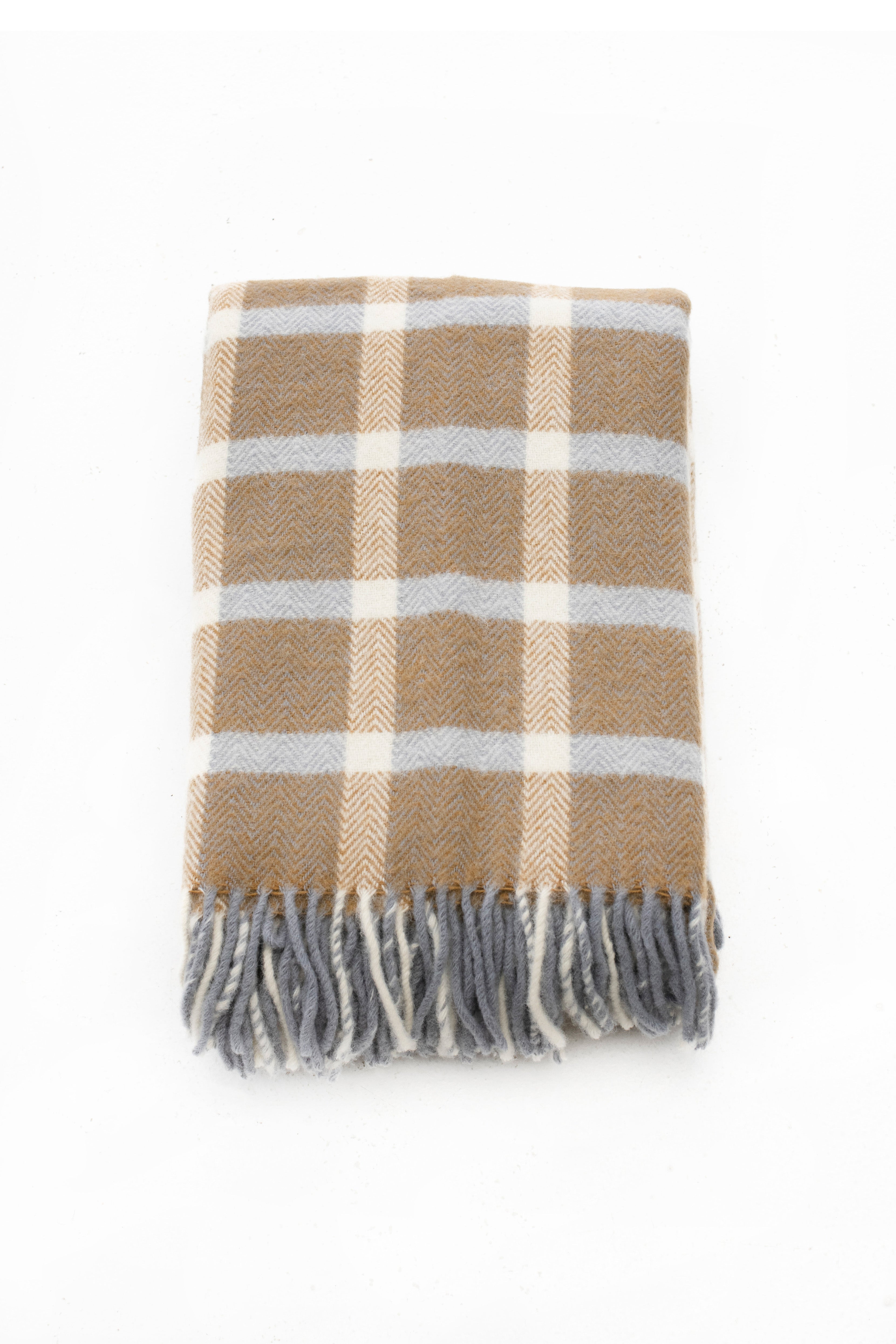 Palliser Ridge - Lambswool Throw Small Herringbone Check - Mustard