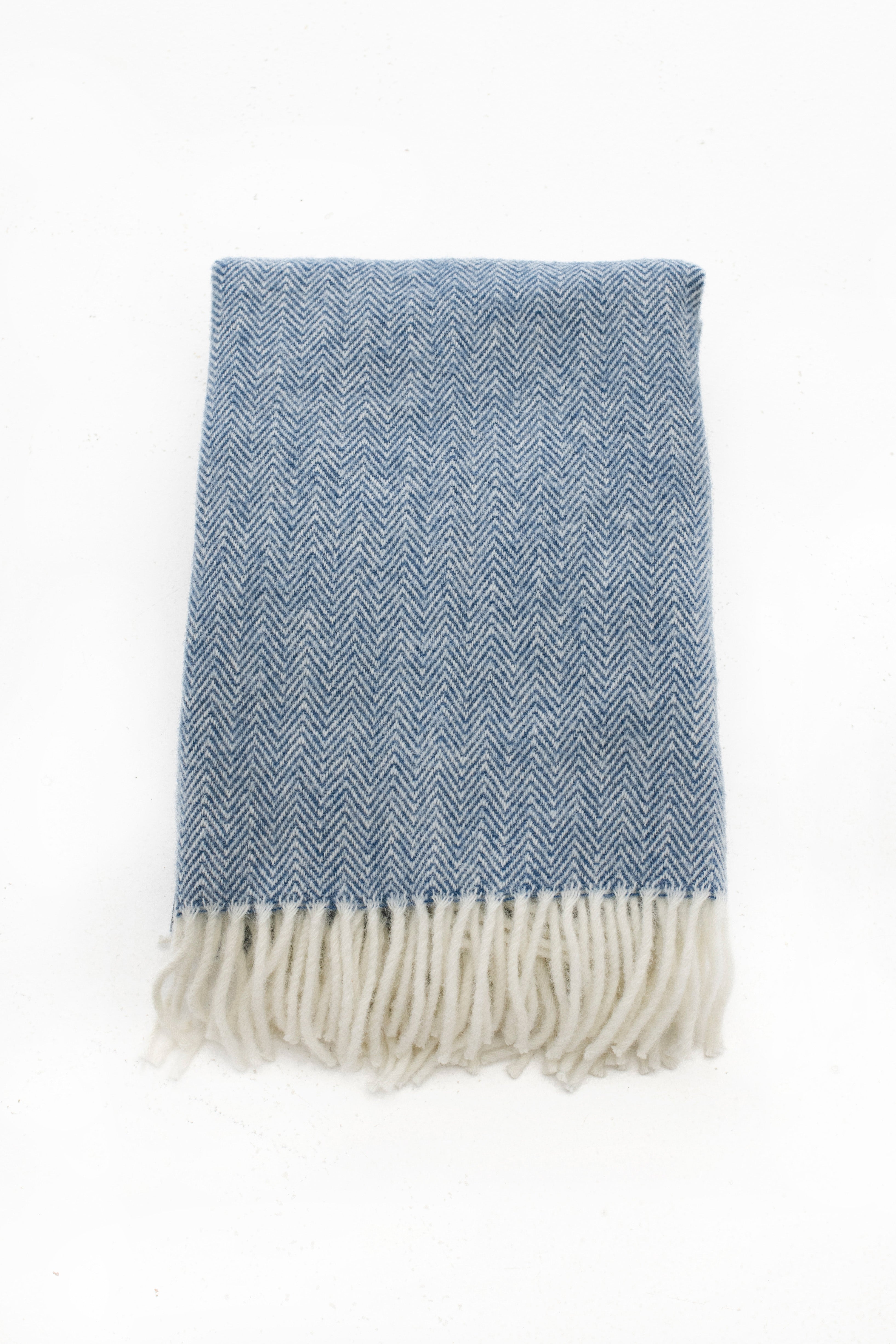 Palliser Ridge - Lambswool Throw Herringbone - Royal Blue