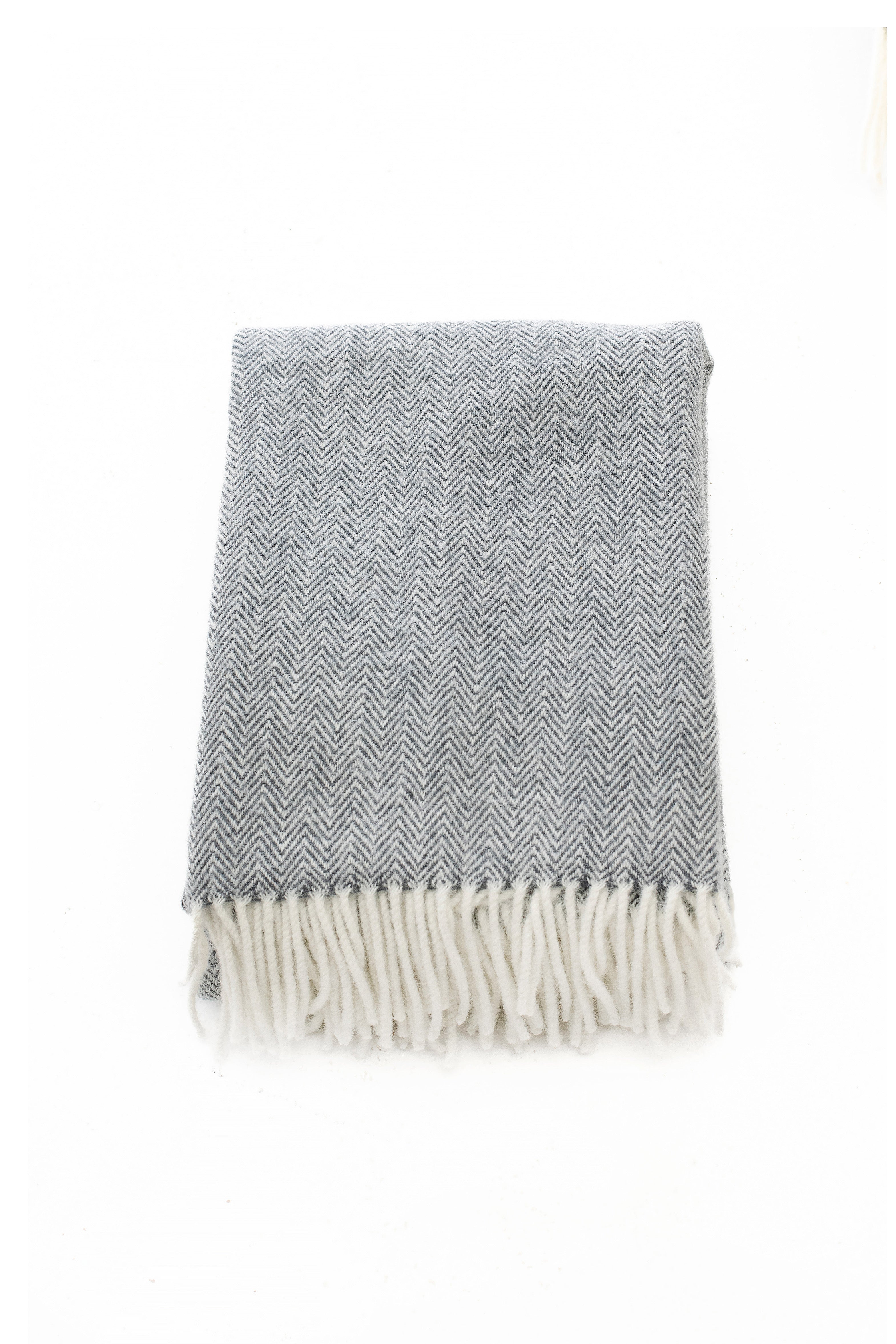 Palliser Ridge - Lambswool Throw Herringbone - Slate Grey