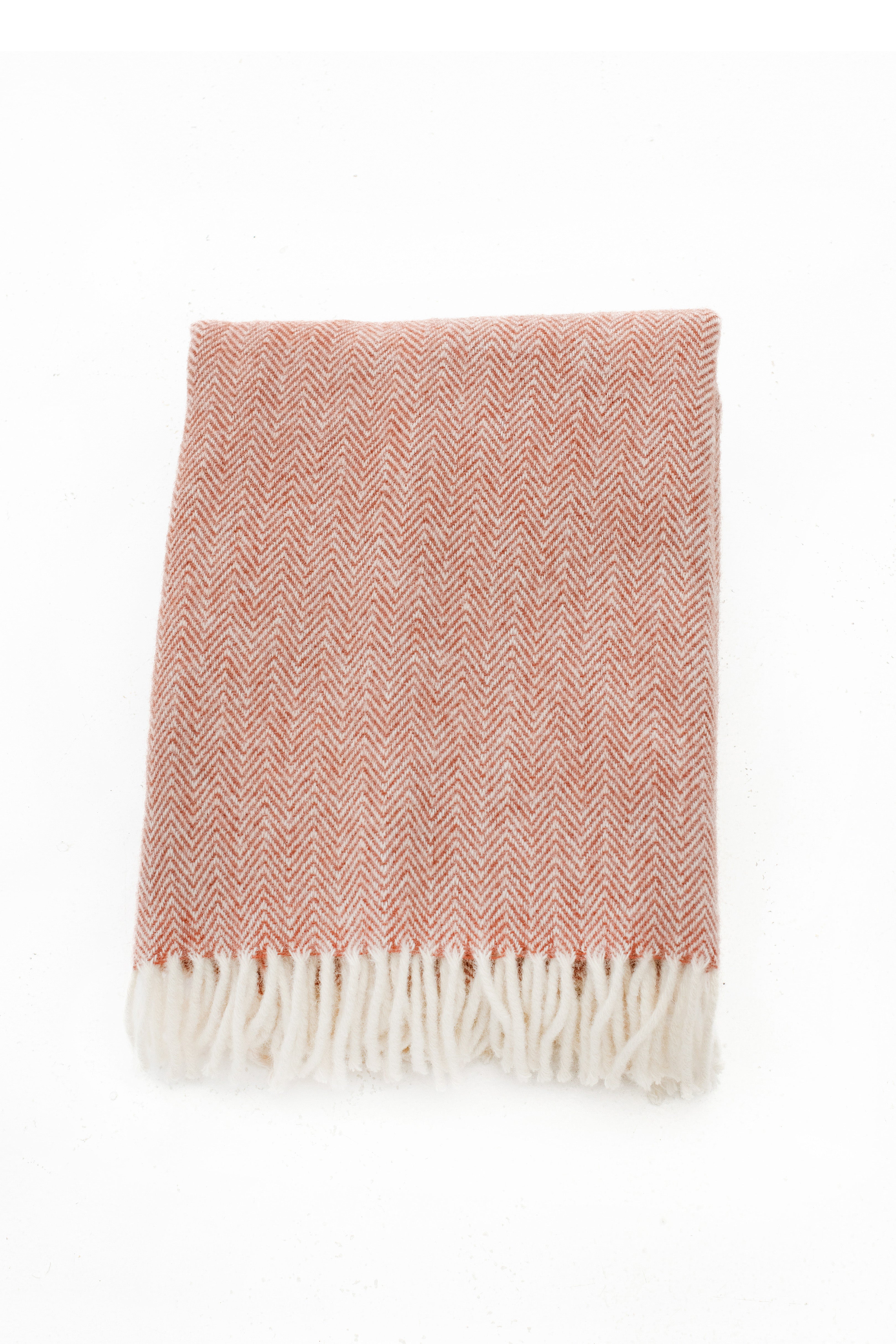 Palliser Ridge - Lambswool Throw Herringbone - Rust Red