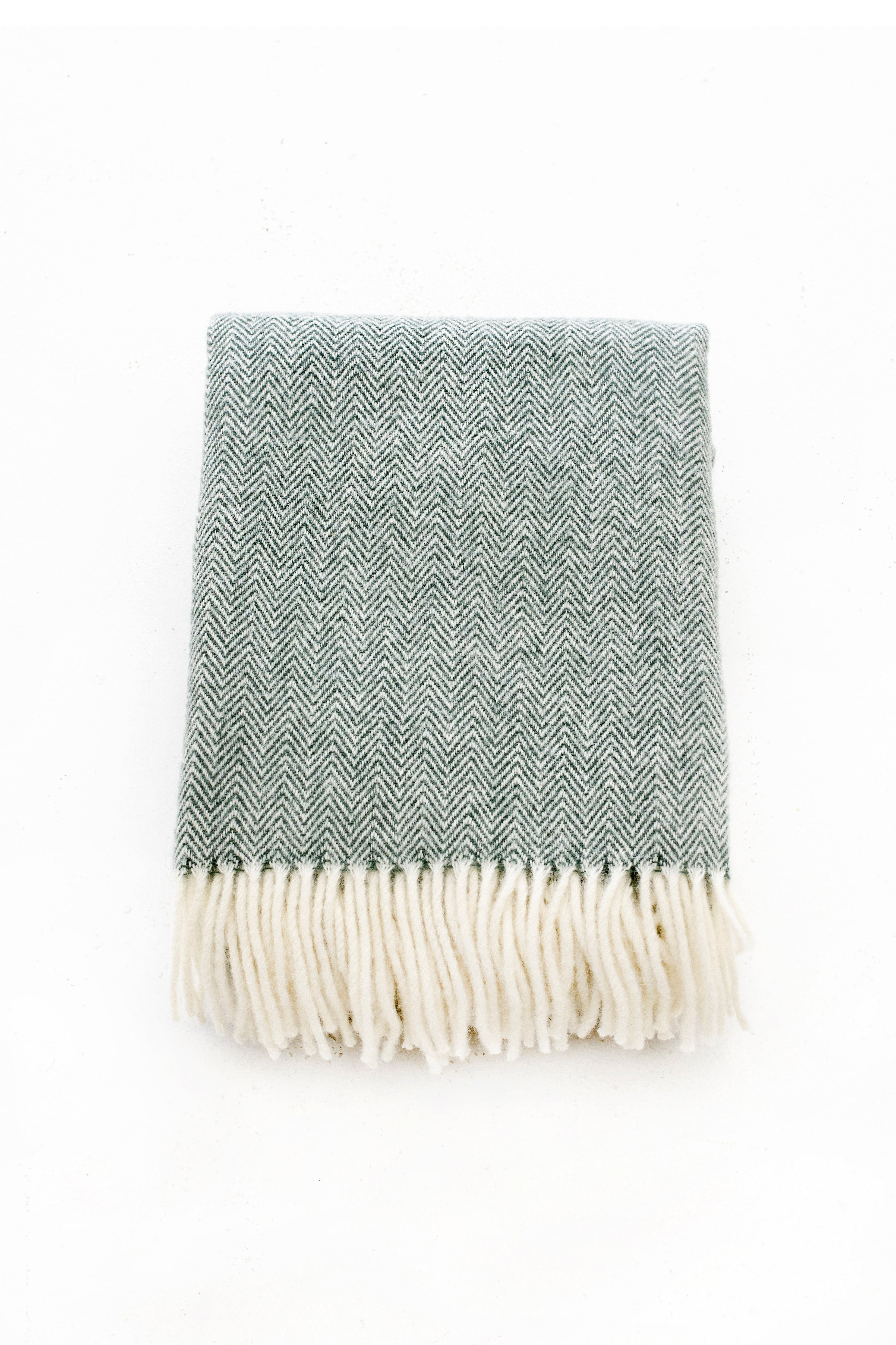 Palliser Ridge - Lambswool Throw Herringbone - Forest