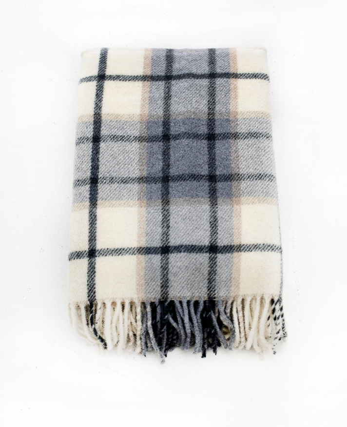 Palliser Ridge - Lambswool Throw Large Twill Check - Dove Grey