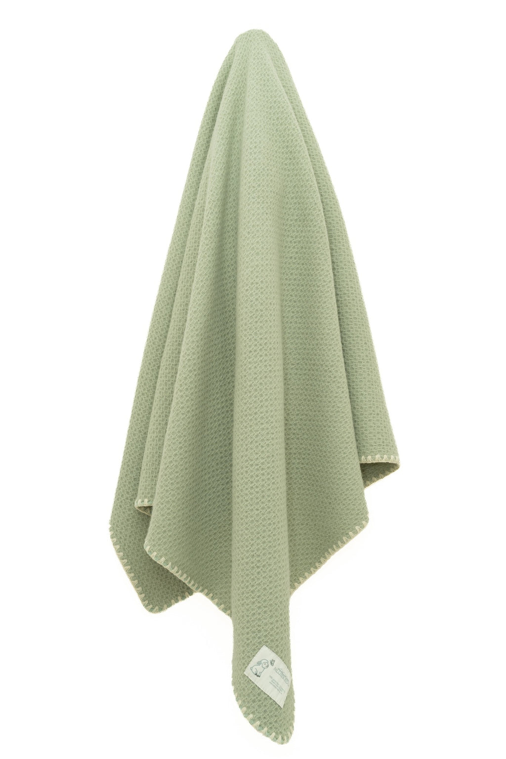 Baby and Beyond "Wonky Waffle" Pure Lambswool Baby Blanket Sage