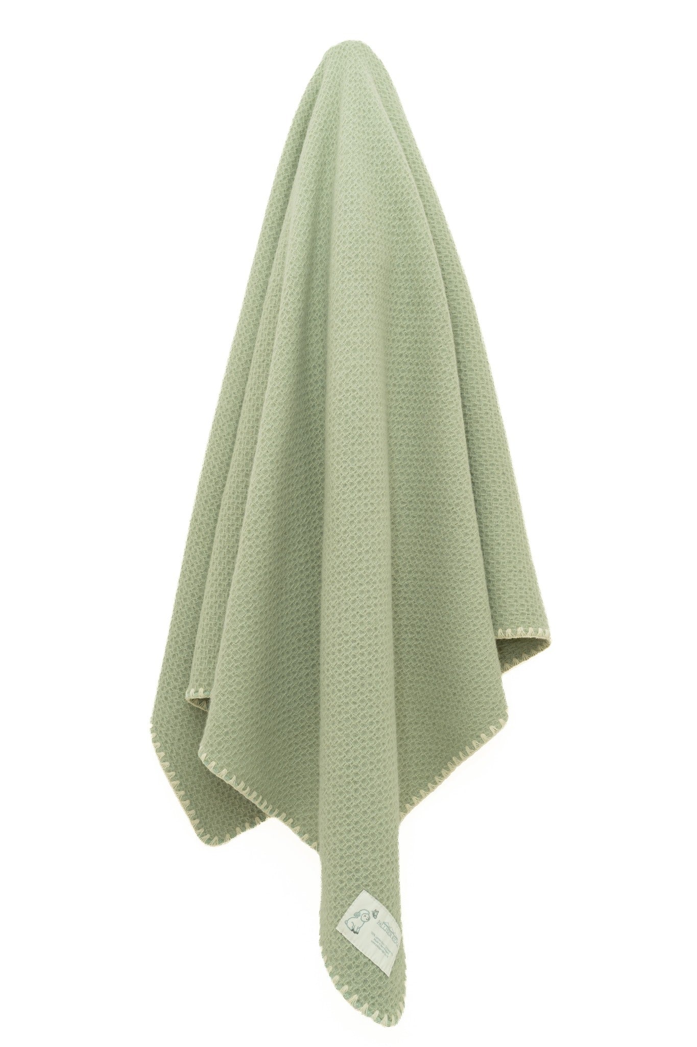 Baby and Beyond "Wonky Waffle" Pure Lambswool Baby Blanket Sage