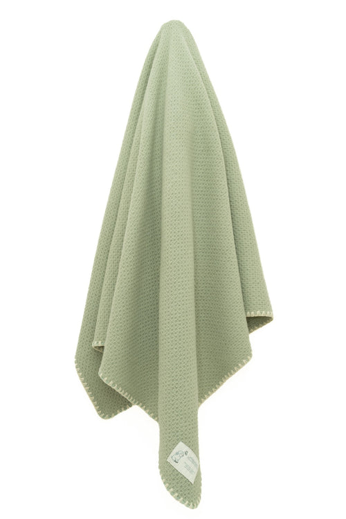 Baby and Beyond "Wonky Waffle" Pure Lambswool Baby Blanket Sage