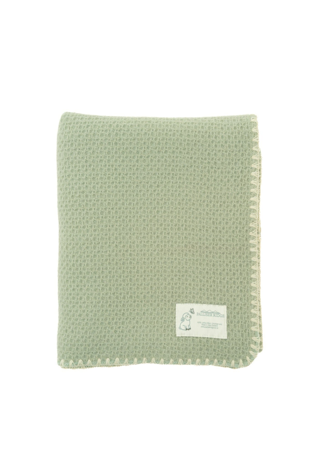 Baby and Beyond "Wonky Waffle" Pure Lambswool Baby Blanket Sage