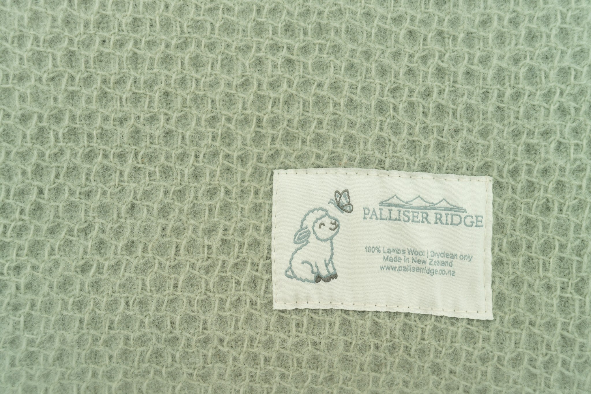 Baby and Beyond "Wonky Waffle" Pure Lambswool Baby Blanket Sage