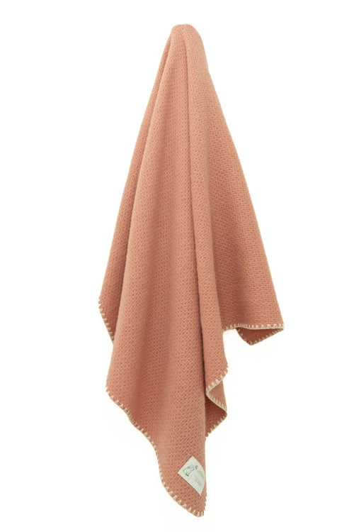 Baby and Beyond "Wonky Waffle" Pure Lambswool Baby Blanket Vintage Rose